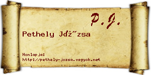 Pethely Józsa névjegykártya